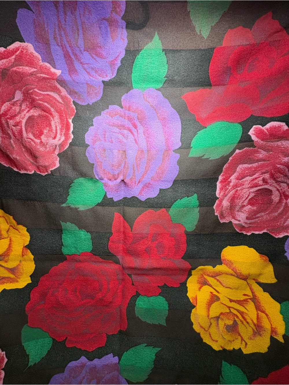 Sheer Black Rose Floral Scarf Red Purple Yellow Whimsigoth Romantic